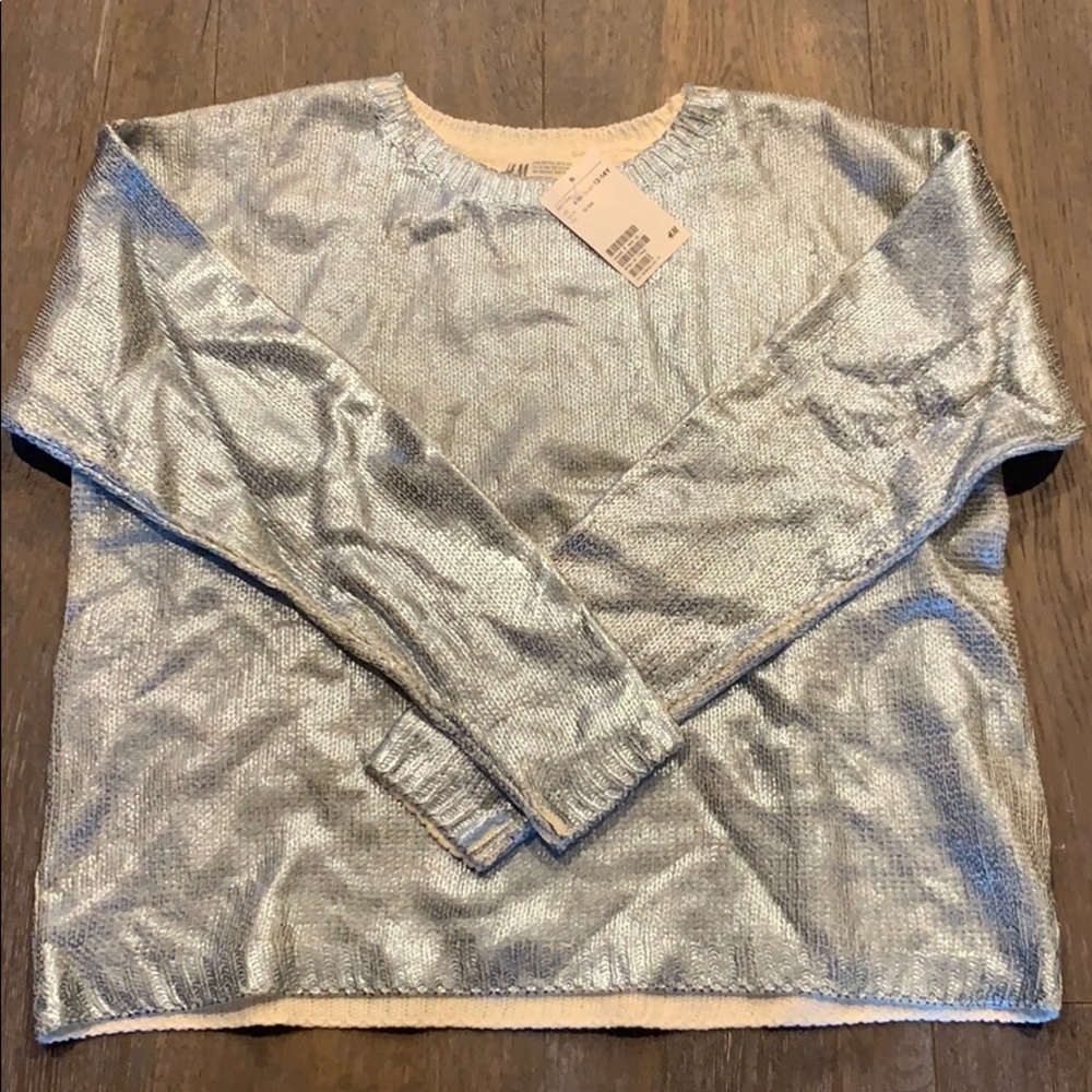 Blue metallic sweater